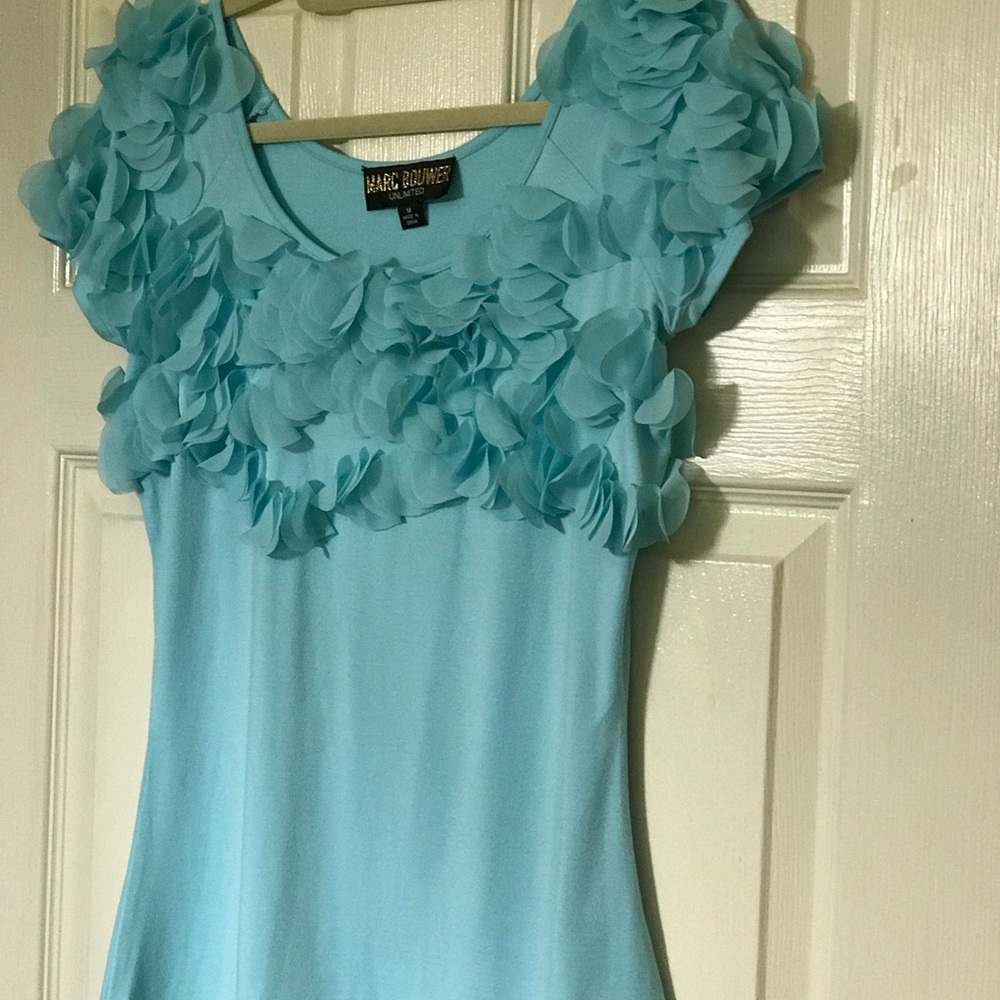 Marc Bouwer Aqua Top  With Neck Line Embellishment